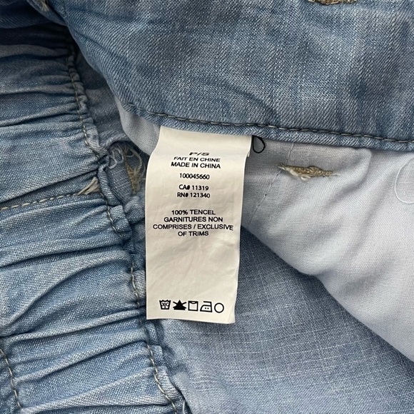 Garage Blue Chambray Waist Tie Pants Size Small Preppy Coastal Relaxed Boho - Picture 5 of 6